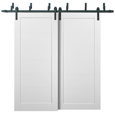 Sartodoors Barn Bypass Interior Door, 64" x 96", White QUADRO4115BBB-WS-6496